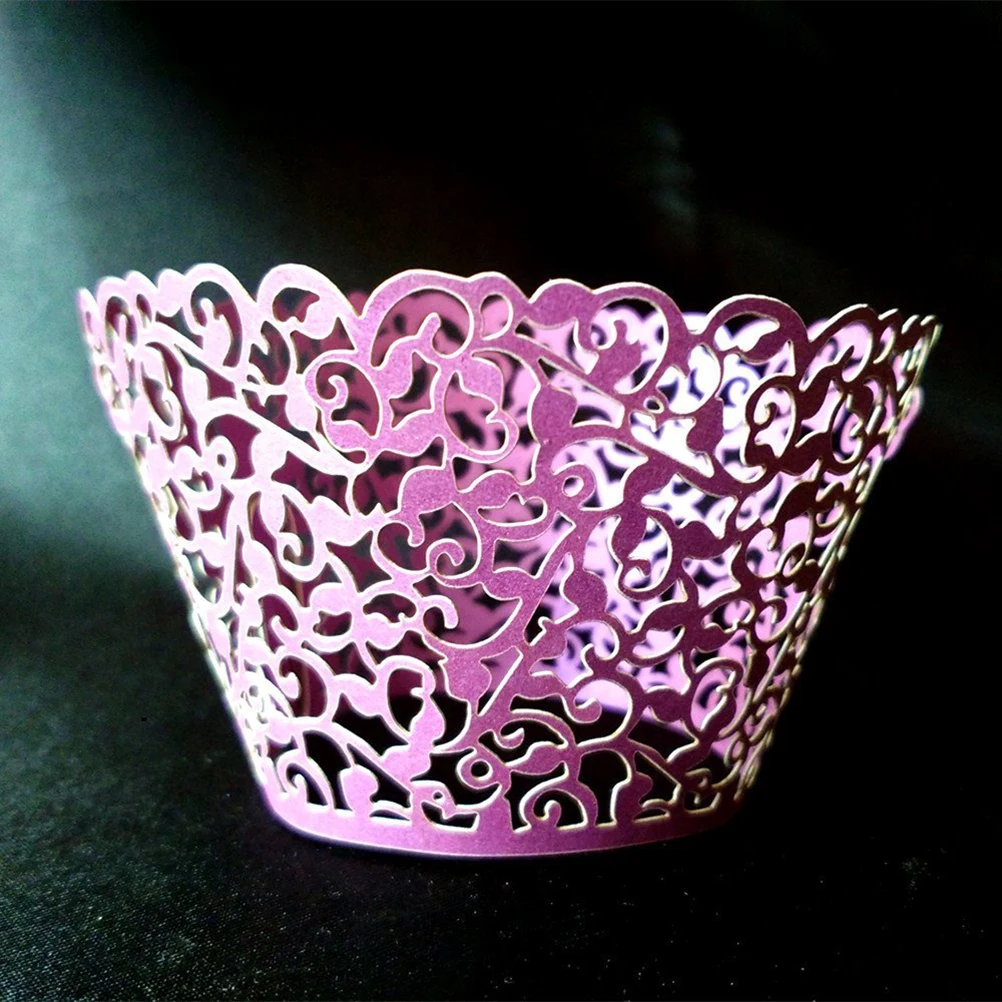 60pcs Cheap Laser Cut Lace Cupcake Wrappers Wedding Cake Decoration