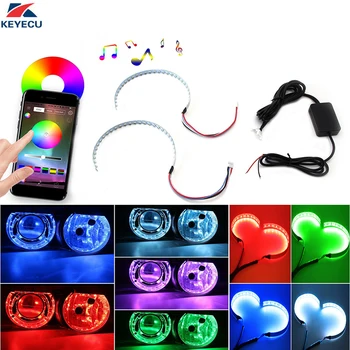 

KEYECU Bluetooth Wireless Remote Control 30-SMD RGB LED Demon Eye Halo Ring Kit For Headlight Projectors or 2.5" 2.8" 3.0" Lens