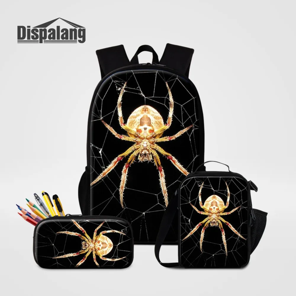 

Spider Insect Print 3 PCS Set Backpack Lunchbox Pencil Case For Students Cheap Combination Children Customize School Bag Bagpack