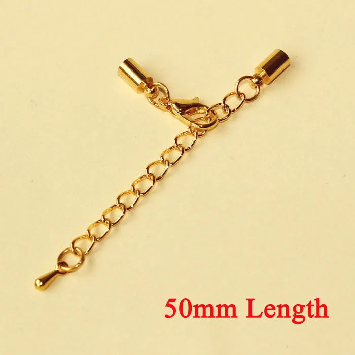 

Fit 1--8mm Leather Cords Copper Metal End Caps Fasteners Free Nickel Rhodium 6 Colors With Lobster Clasps 5cm Extender Chain