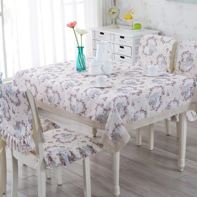 

9 pcs/set Print Table Cloth Romantic Tablecloth For Wedding European Style Dining Table Chair Covers Heart Pattern Tablecloths