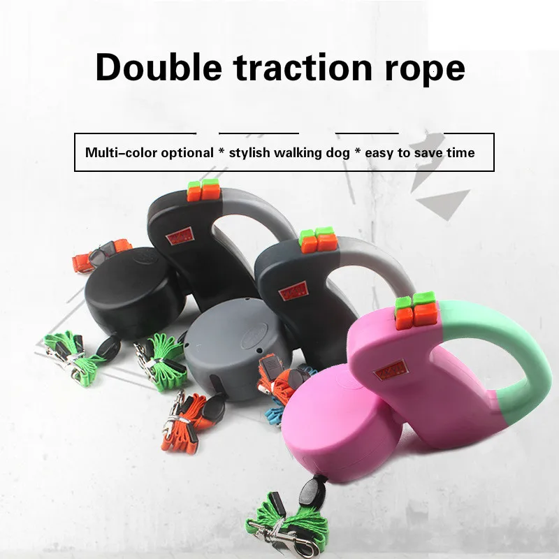 

2019 Automatic telescopic traction rope one tow two creative walk dog chain manufacturers direct pet supplies