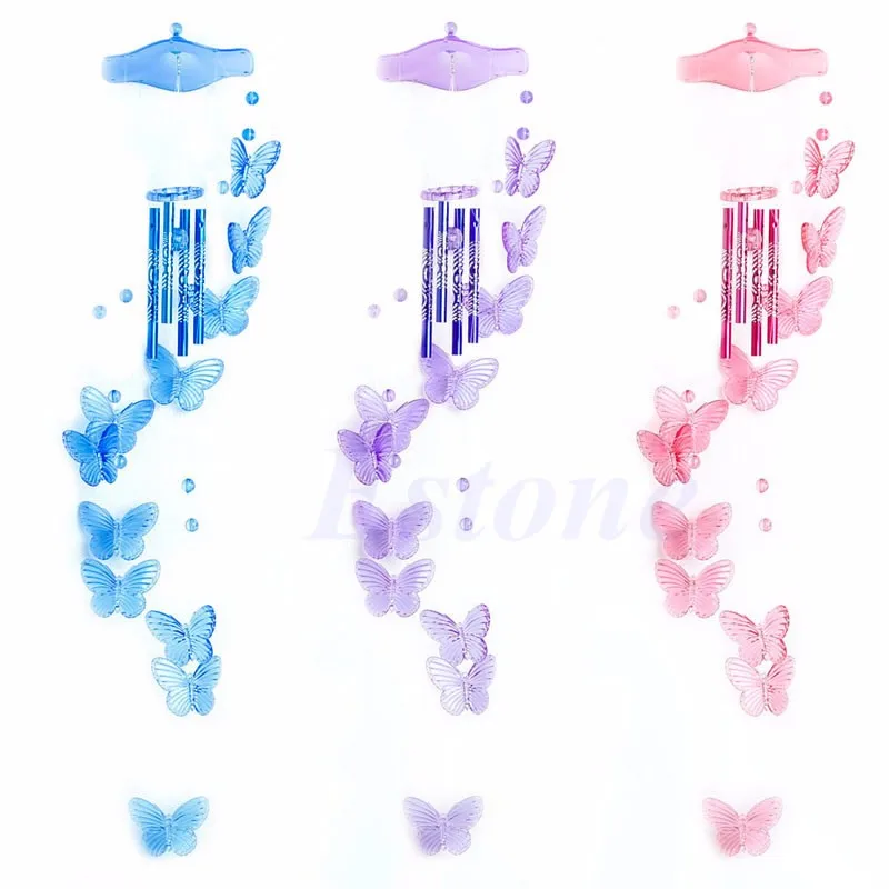 

Creative Butterfly Mobile 4 Tubes Wind Chime Bell Garden Living Decor Ornament