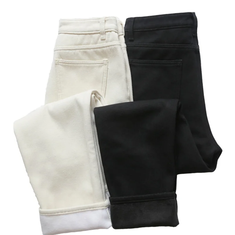 Spring winter2019 retro women pencil denim pants white high waist jeans woman casual vintage boyfriend mom jeans korean fashion