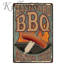 [Kelly66] барбекю Мастер Шеф-повар Винтаж металлический знак вечерние украшения на заднем дворе бар настенная живопись 20*30 см размер y-1217