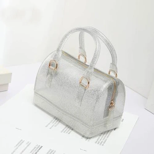 Повседневные женские силиконовые летние милые сумки, сумка-тоут, сумка для девочек, сумка Bolsas, знаменитые дамские желеобразные мини-сумки через плечо, пляжные сумки - Цвет: Silver