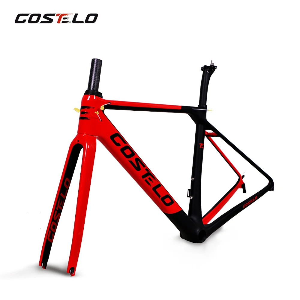 Clearance Costelo Rio 3.0 carbon fibre road bike frame fork clamp seatpost Carbon Road bicycle Frame 880g with integrated handlebar 3