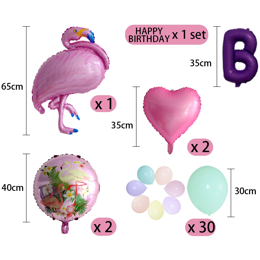 Декорации 48 пьезы: с днем рождения фламенко Гранде де мода Con Corazones Globo Macaron