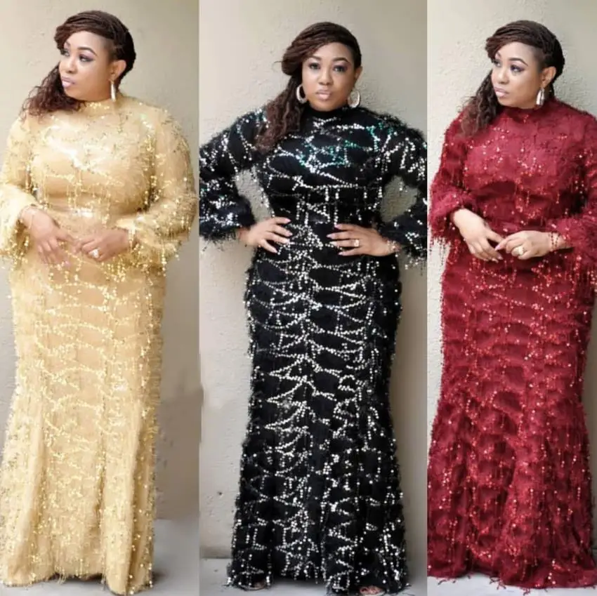

Hot Sale elegant evening party sequins women dress 2019 new fashion african dresses for women high quality dresses