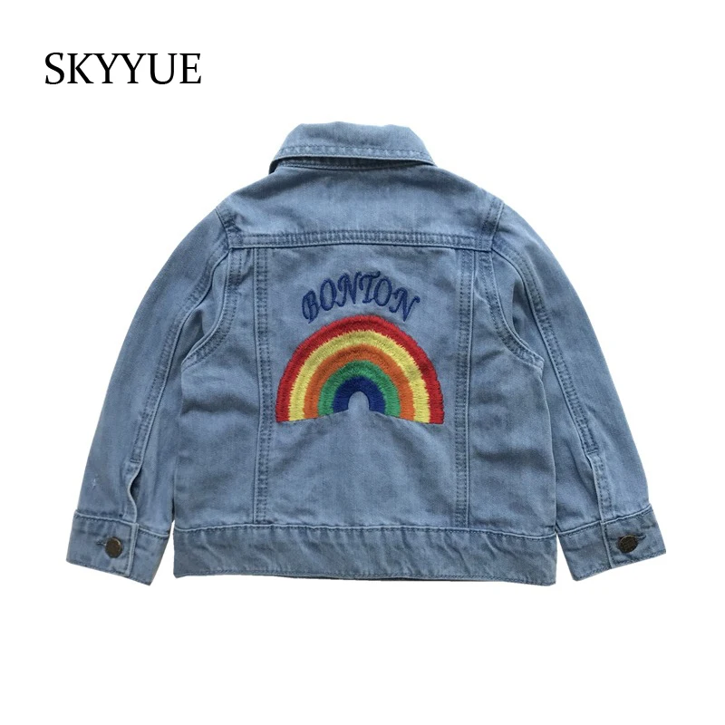 

2019 Autumn Winter New Jackets for Girls Rainbow Unicorn Embroidery Kid Denim Coat Girl Clothing Children Jeans Jacket Outerwear