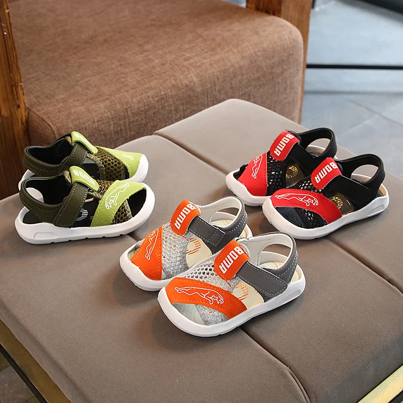 Новые брендовые летние детские пляжные сандалии для мальчиков, детская обувь, спортивные сандалии с закрытым носком, размеры 21-30