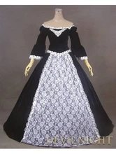 Black Off-the-Shoulder Velvet Lace Victorian Ball Gowns Victorian Dresses Black