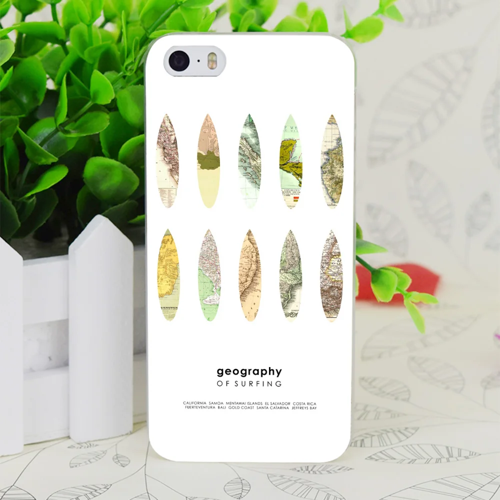 

C3957 Geography Of Surfing Transparent Hard Thin Case Skin Cover For Apple IPhone 4 4S 4G 5 5G 5S SE 5C 6 6S Plus