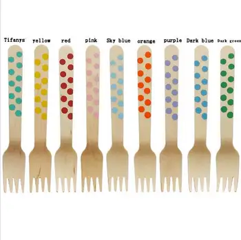 

colorful dot Wooden fork, Disposable Utensils,Ice Cream Kids Birthday Party Sugar Scrub Spoons,Picnic,Taster Spoon CP115