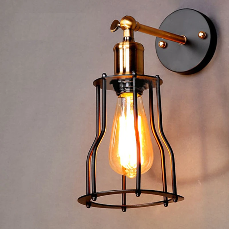 Free Shipping Vintage Industrial Lighting Wall Lights E27 Country Small Black Metal Lamps Edison Fixtures | Лампы и освещение