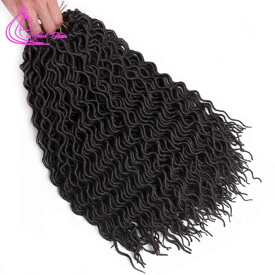 Утонченные 18 дюймов 24 пряди крючком богиня Faux Locs Curly вязание крючком Наращивание волос Синтетические волосы для косы цветные богемные Locs