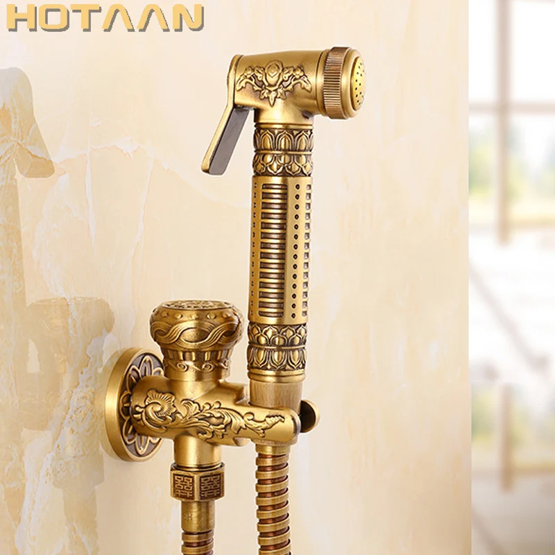 HOTAAN 2017 Free shipping Antique Brass Handheld Bidet Spray Shower Set