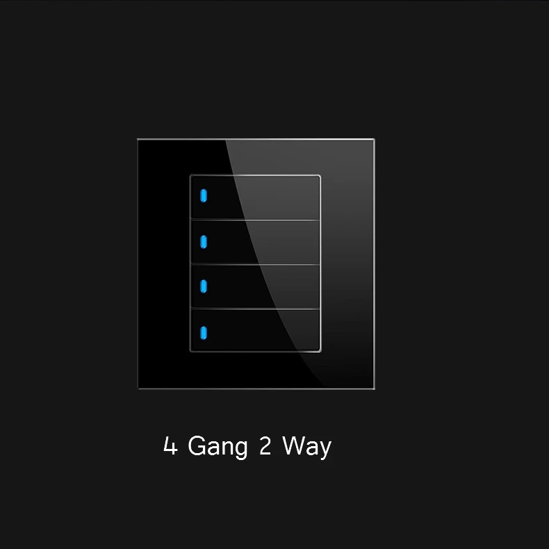 Настенный выключатель света Сенсорный экран сенсорный выключатель 1/2/3/4 ряда 1 2 Way сенсорный Сенсор переключатель прерыватель закаленное Стекло Панель светодиодным индикатором - Цвет: 4 Gang 2 Way