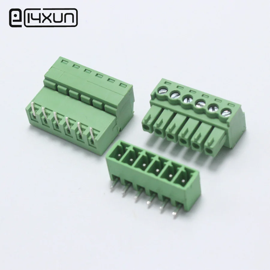 5pcs 6Pin Pluggable Terminal Block 6P Curved Pin PTB Plug + jack for 22-14AWG Cable Male Female PCB Splice Terminals Connector |