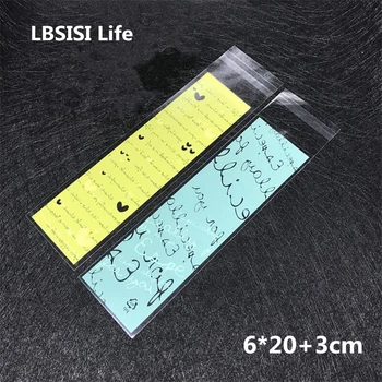 

LBSISI Life 100pcs 6x23cm Long Finger Cookie Bags Love Bakery Bread Plastic Gift Soap Packaging Cupcake Self Adhesive Bag