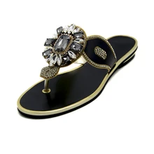Womens Flat Sandals Summer 2016 Flip Flops Slippers Women Sandal Women New Style Comfort Black Crystal Sandals Large Size Shoes