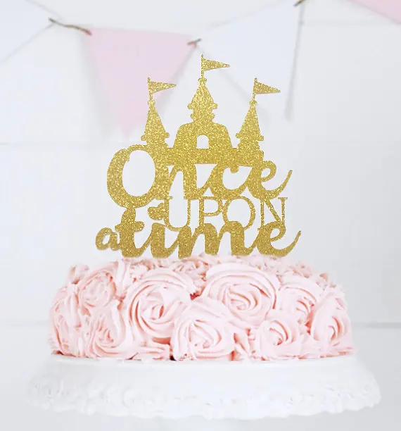 

Once Upon a Time Cake Topper Princess Castle Cake Topper Fairy Tale Wedding Theme Cake Decoration First Birthday Party Supplies