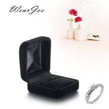 Классический черный бархат упаковка ювелирных изделий Кольцо Дисплей Подарочная коробка доступная обручальное кольцо серьги Витрина Для Хранения Чехол Органайзер