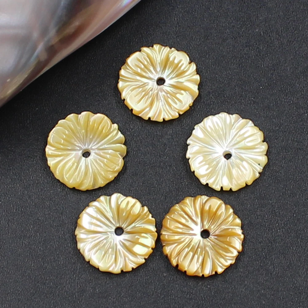 

Kakee Mother of Pearl Natural Yellow Flower Sea Shell Beads for DIY Jewelry Making Seashell Earring Fashion Accessories Supplies