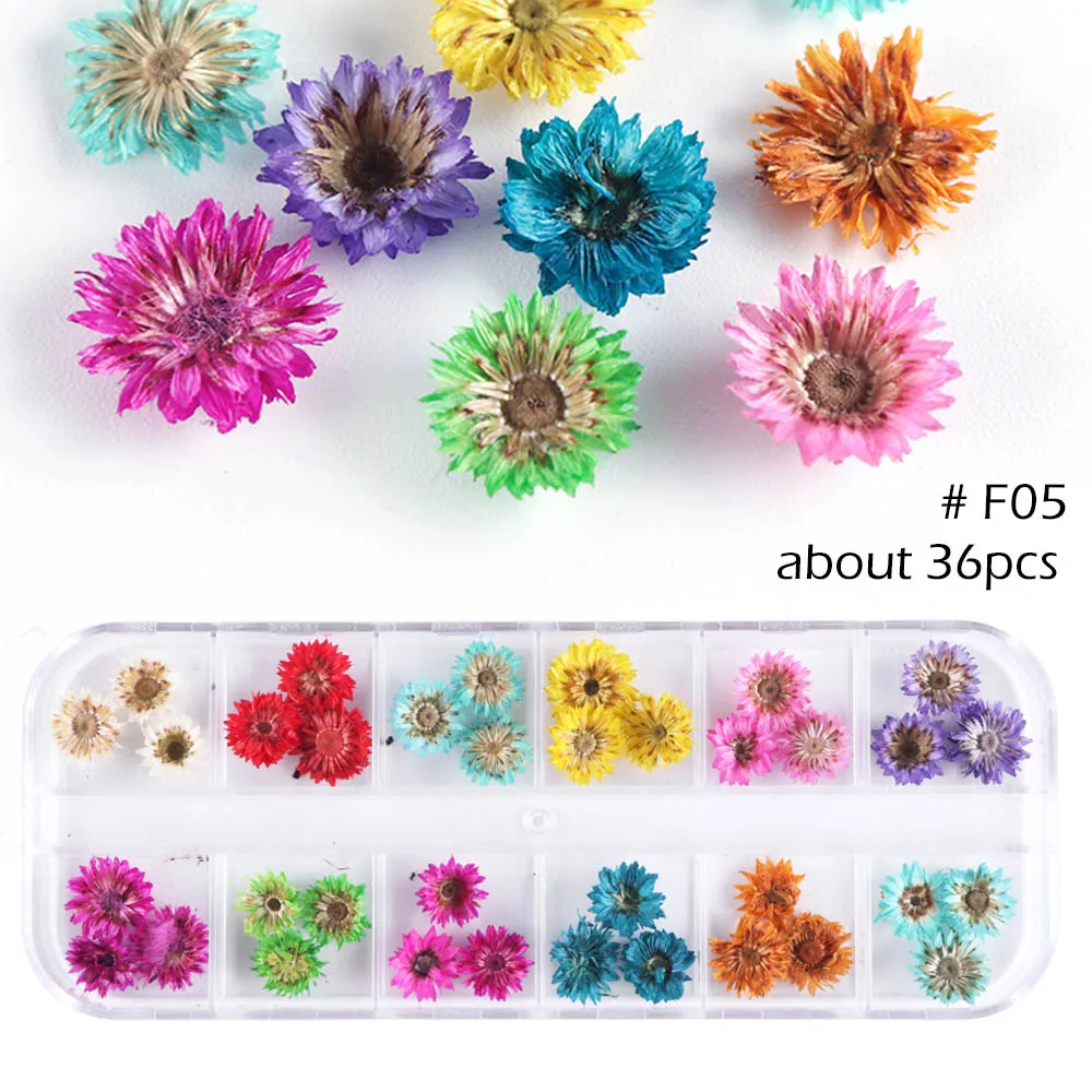 3d аксессуары для украшения ногтей, цветочный микс, цветочный лист, натуральный дизайн, сушеный цветок, лак для ногтей, наклейки, маникюрные SAF01-09
