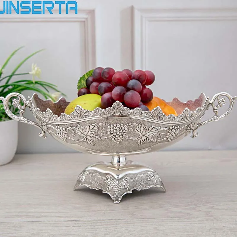 

JINSERTA Metal Storage Tray Retro Dessert Fruit Snack Plate High Stand Luxury Desktop Organizer for Home Party Wedding Decor