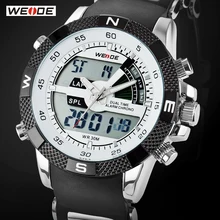 Vente chaude WEIDE Marque De Luxe Hommes Montre de Sport 3ATM Étanche Multifonction Quartz Numérique Rétro-Éclairage LED Militaire Montres