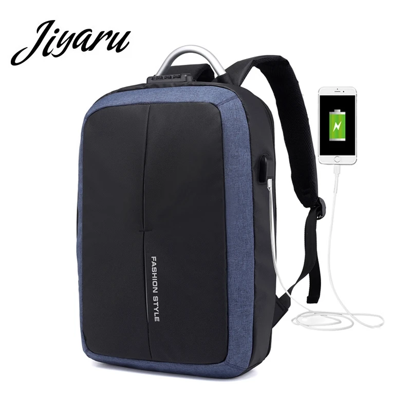 

USB Charging Backpack 15.6Inch Laptop Bagpack Messenger Backpack School Bags for Men Unisex Teenagers PU Leather Bag for Travel