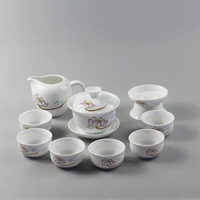Китайская культура Цзиндэчжэнь кунг-фу чайный набор античный керамический чайный набор цвет Daming Chenghua курица цилиндрическая чашка Gaiwan, чайная чашка - Цвет: 12 style
