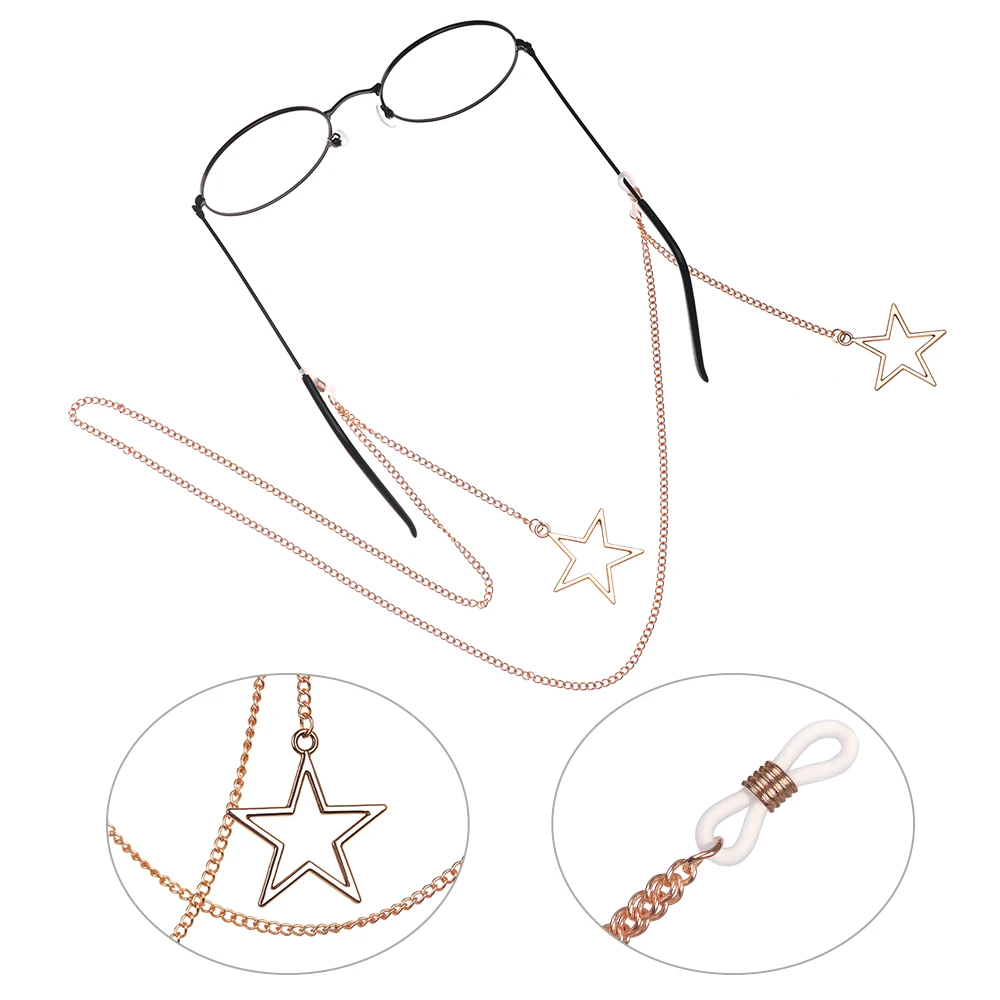 Новые модные женские цепочки для очков Солнцезащитные очки-звездочки для чтения цепочка для очков держатель для очков черные акриловые бусины шейный ремень веревка