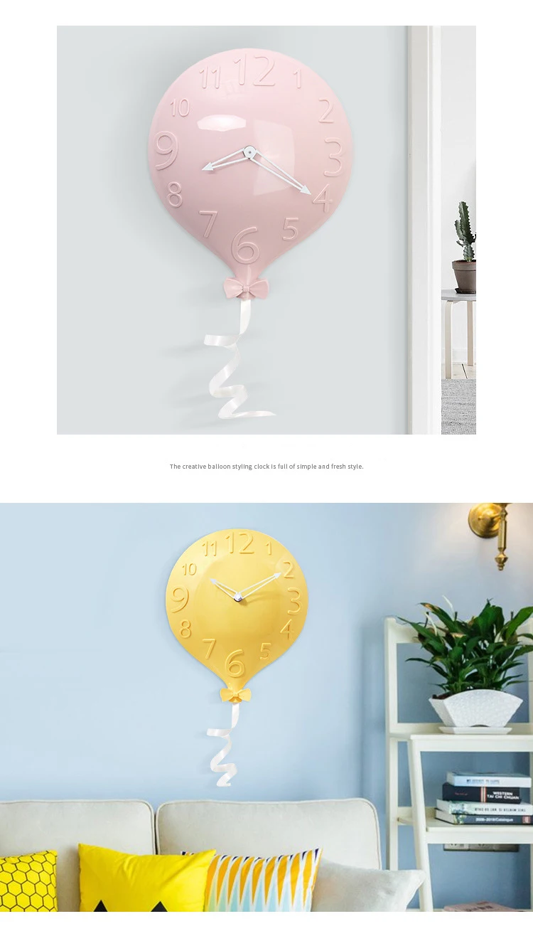 7/цвет 30*24 см милые новые модные простые бесшумные воздушные шары настенные часы немой гостиной спальни домашний декор