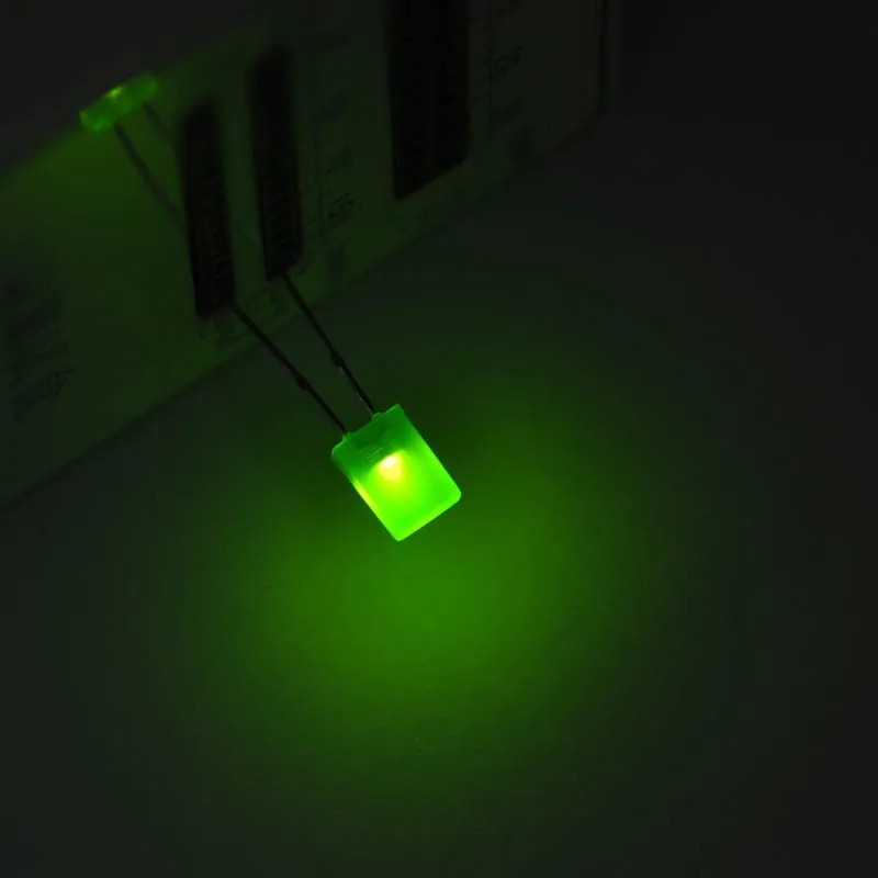 5x2x7mm rectangle green led with flat top green lens high brightness 2pins through hole(2)