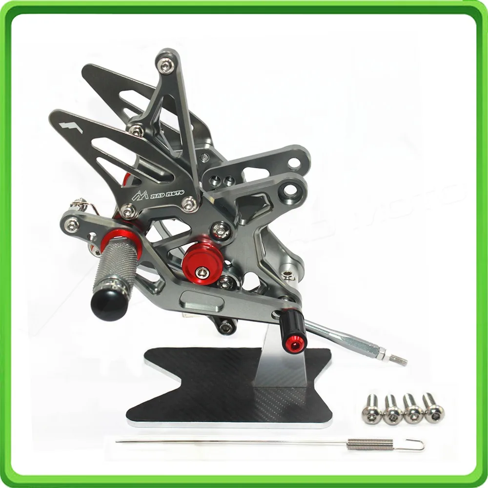 CNC Rearsets сзади комплект одежды ног ножная педаль для Kawasaki Ninja ZX6R ZX 6R ZX-6R 636 2013 серый