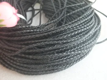 

L325410 Bulk 50m/lot Genuine Leather cord 3mm ,braided jewelry cord fit necklace bracelet A-3237