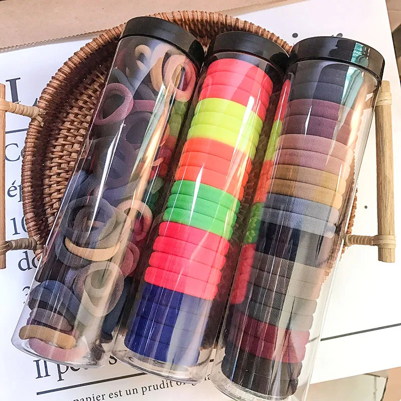 

Fashion Women Basic Solid Colors Plain Nylon Rubber Bands Jointless Stretch Elastic Hair Bands Mix Colors Hair Gum Ponytail