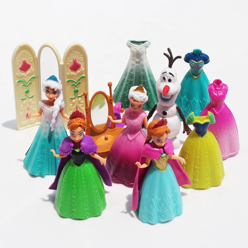 

5pcs+ Elsa Anna Figures Transform Clothes Clothes Olaf Figures Toy Baby Toy Conversion Doll Transformation Toys