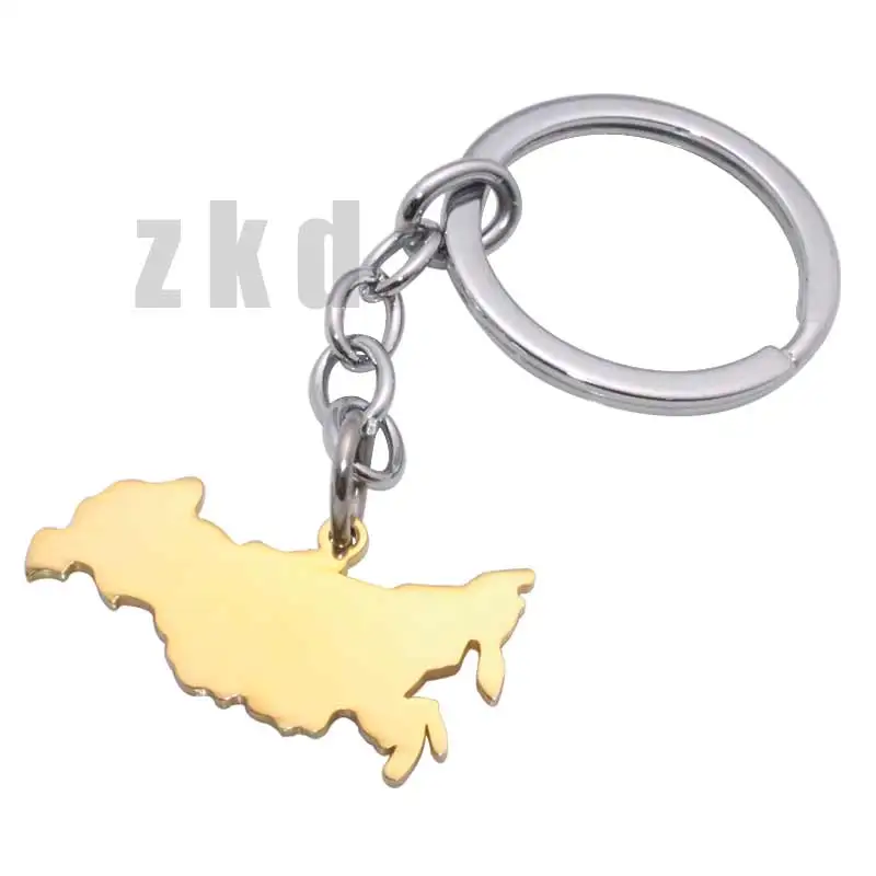 

zkd Russian Federation map stainless steel key chain key ring, country map Russia jewelry
