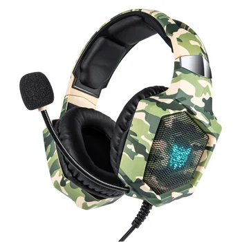 

ONIKUMA K8 PS4 Headset casque Wired PC Gamer Stereo Gaming Headphones with Mic LED Lights for XBox One/Laptop Grass Camouflage