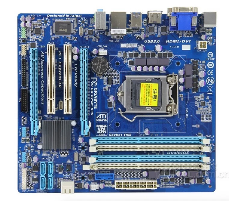 Оригинальная материнская плата для Gigabyte GA B75M D3H DDR3 LGA 1155 32 Гб USB2.0 USB3.0 B75 рабочего