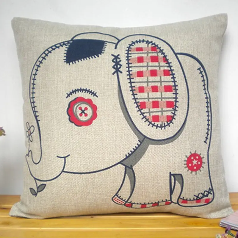 

Free shipping linen invisible zipper sofa cushion cover/pillow cover " Elephant" 45*45cm