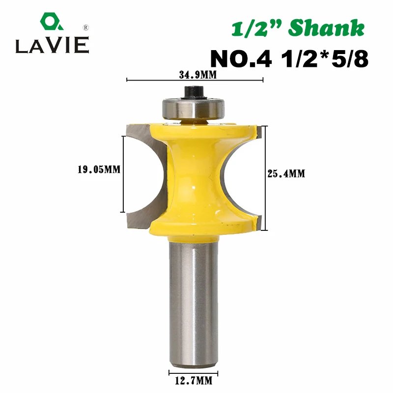 LA VIE 1 шт. 1/2 хвостовик Bullnose полукруглый Бит Endmill фрезы дерево 2 Флейта подшипник Деревообработка Инструмент измельчители MC03008