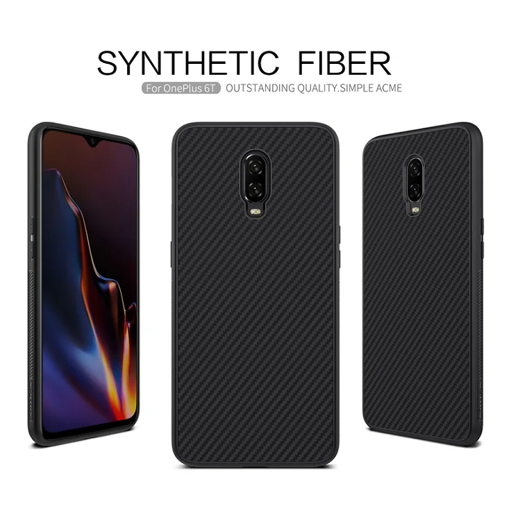 Чехол для oneplus 6t Nillkin из синтетического волокна Карбон ПП пластик Магнитная задняя крышка для one plus 6t чехол 6,41 ''ультра тонкий гладкий - Цвет: OnePlus 6T Black