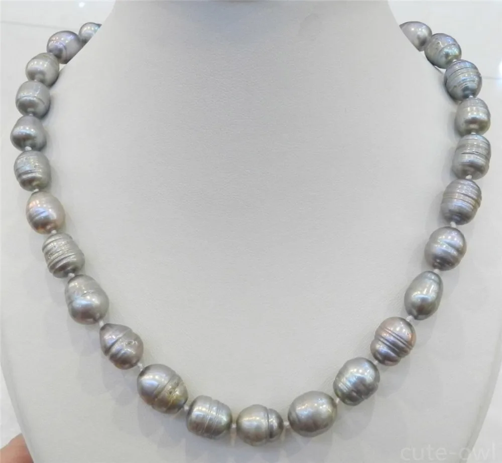 

Hot sale new Style >>>>>9-11MM SILVER GRAY COLOR NATURAL TAHITIAN PEARL NECKLACE 17" AAA