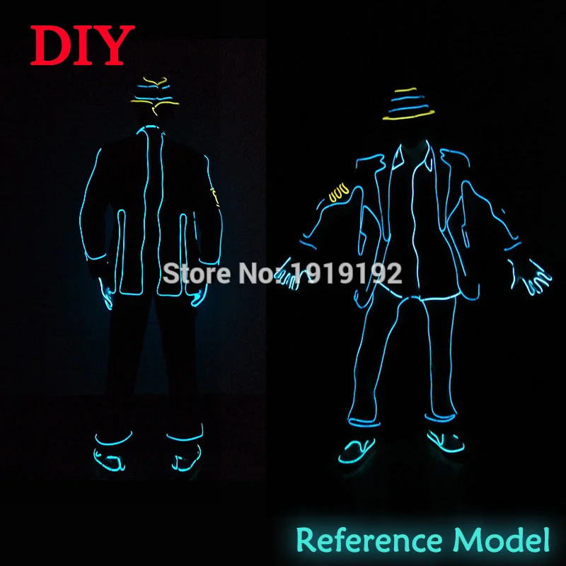 EL костюмы Модный светодиодный/EL одежда светящиеся костюмы светящиеся перчатки обувь светильник одежда для мужчин EL маски Одежда для танцев - Цвет: type 01