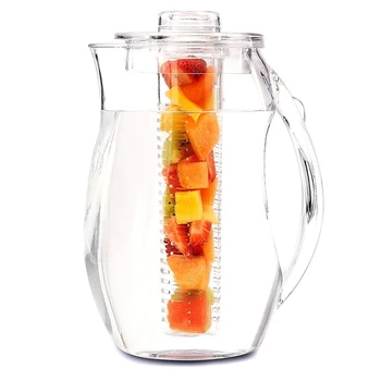 

2.5L Water Pitcher Infuser Tea Fruit Infusion Pitcher with Ice Core Rod Sturdy Shatterproof Design Iced Tea Punch Needed P7Ding