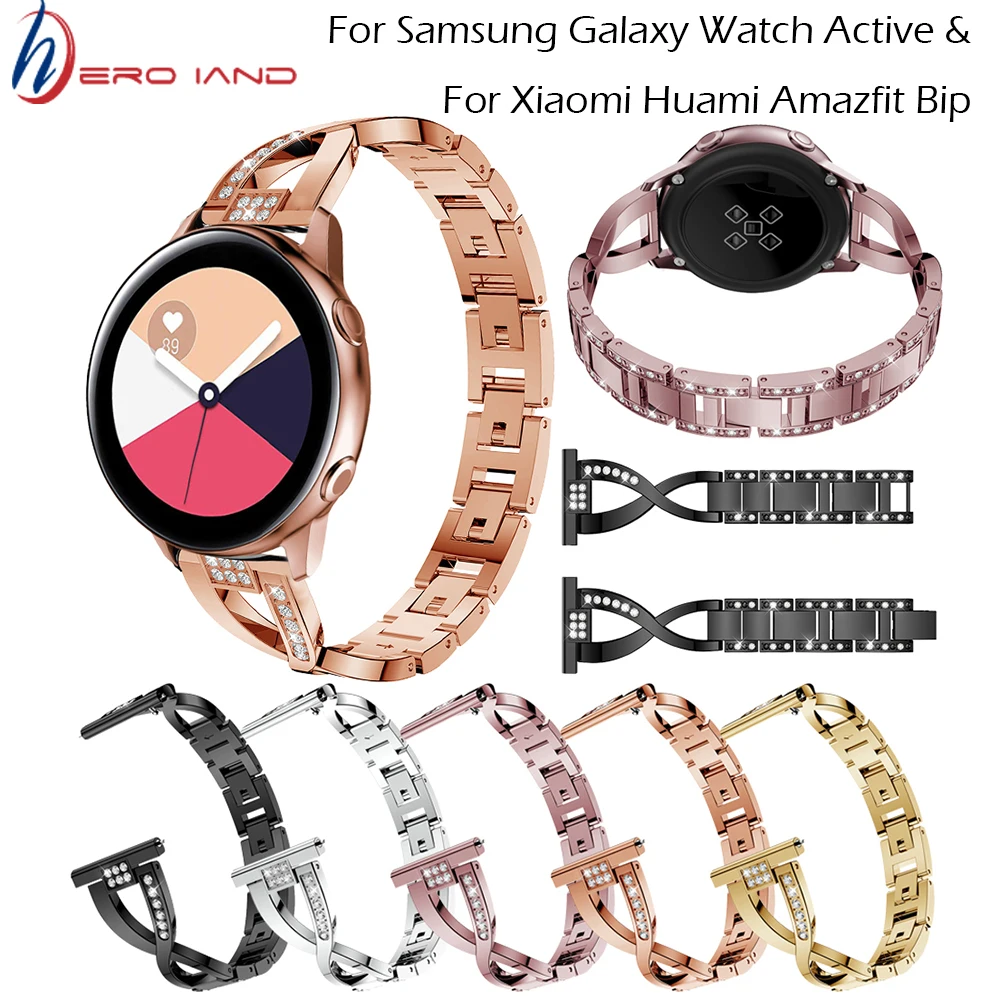 Ремешок сменный металлический для наручных часов браслет со стразами Samsung Galaxy Watch